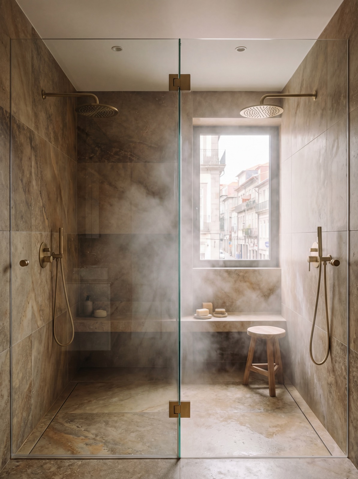 Double douche italienne à Porto