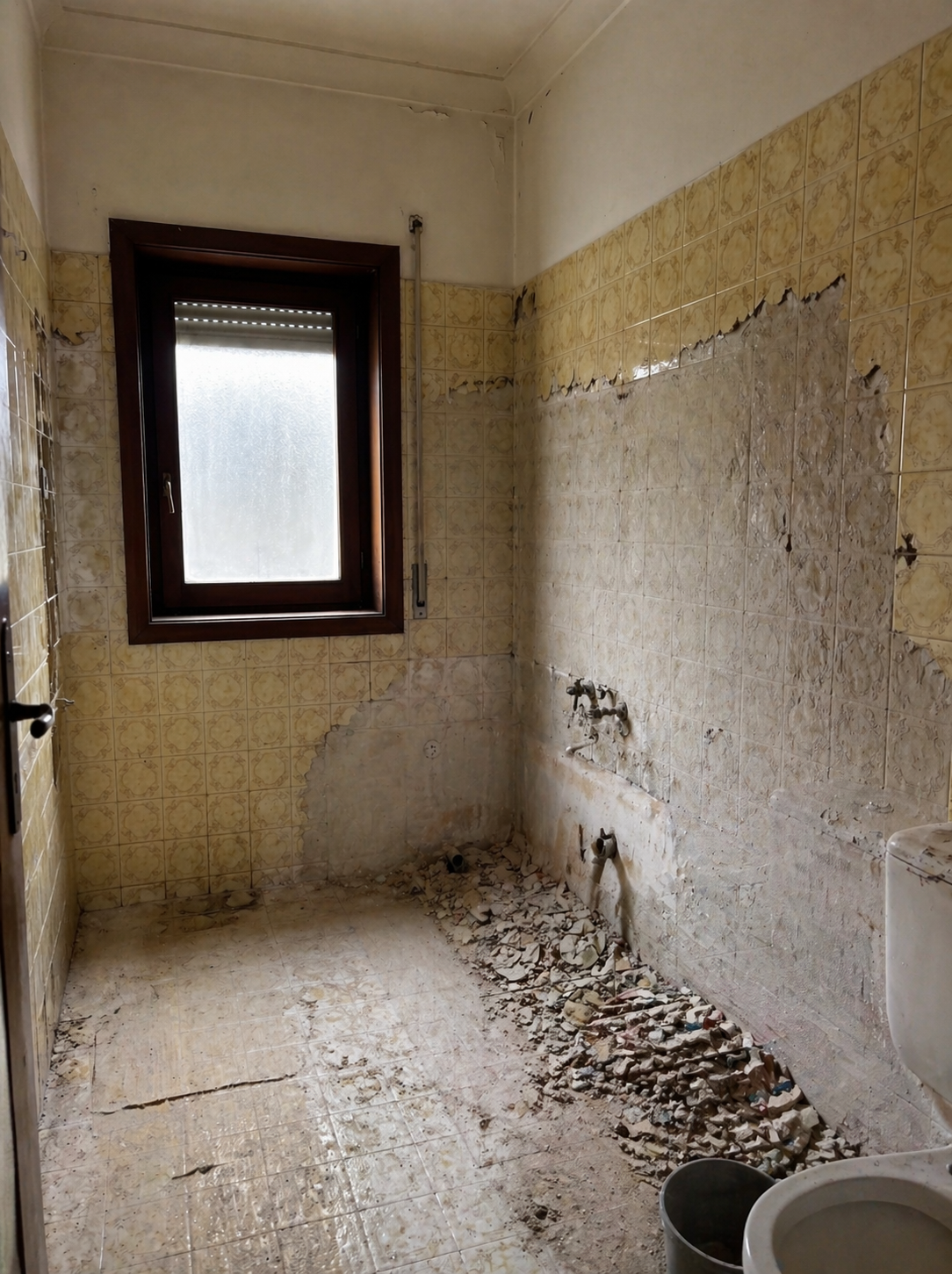 Remodelação casa de banho Porto durante obra — demolição e preparação