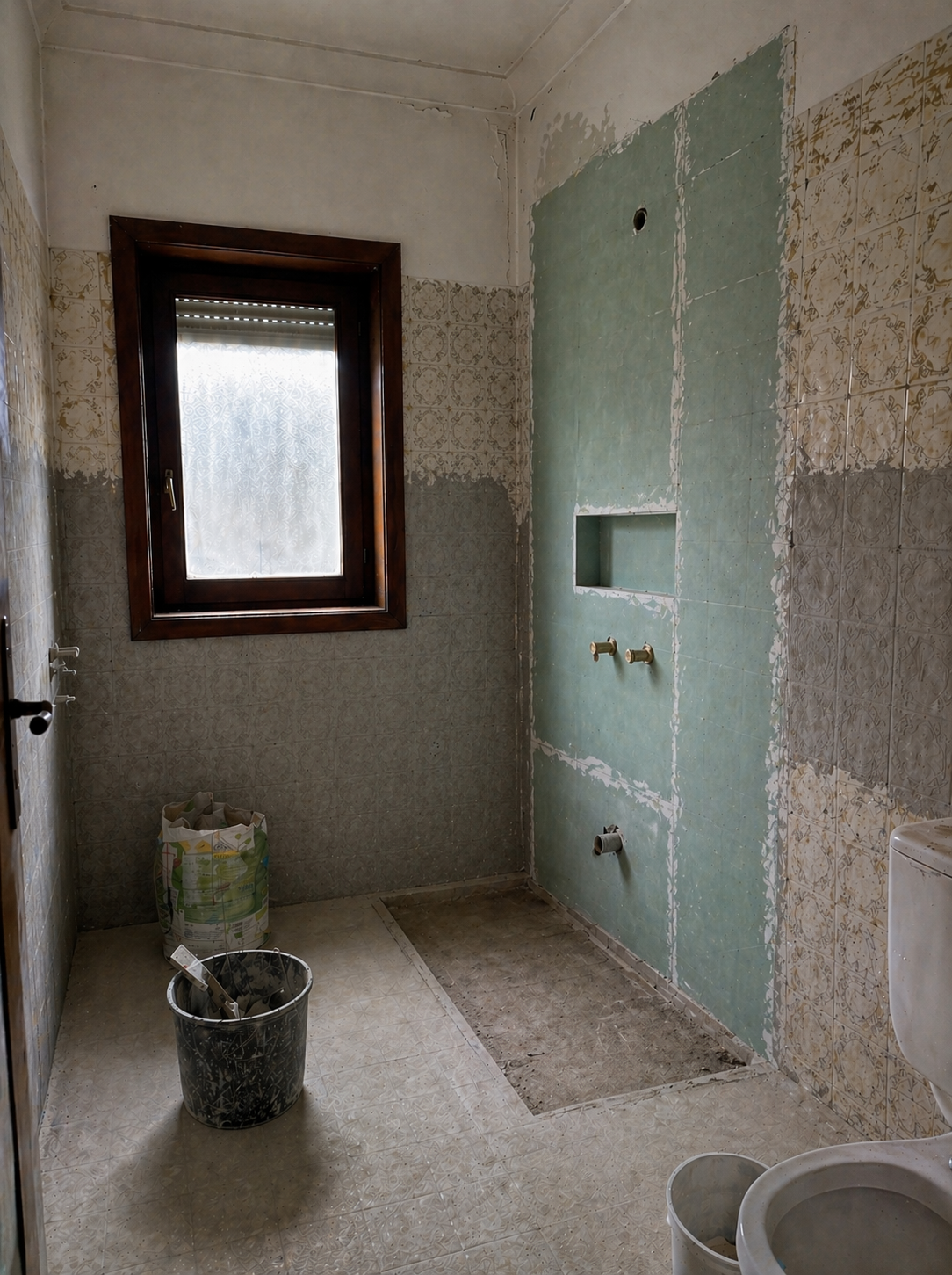 Remodelação casa de banho Porto durante obra — canalização e impermeabilização