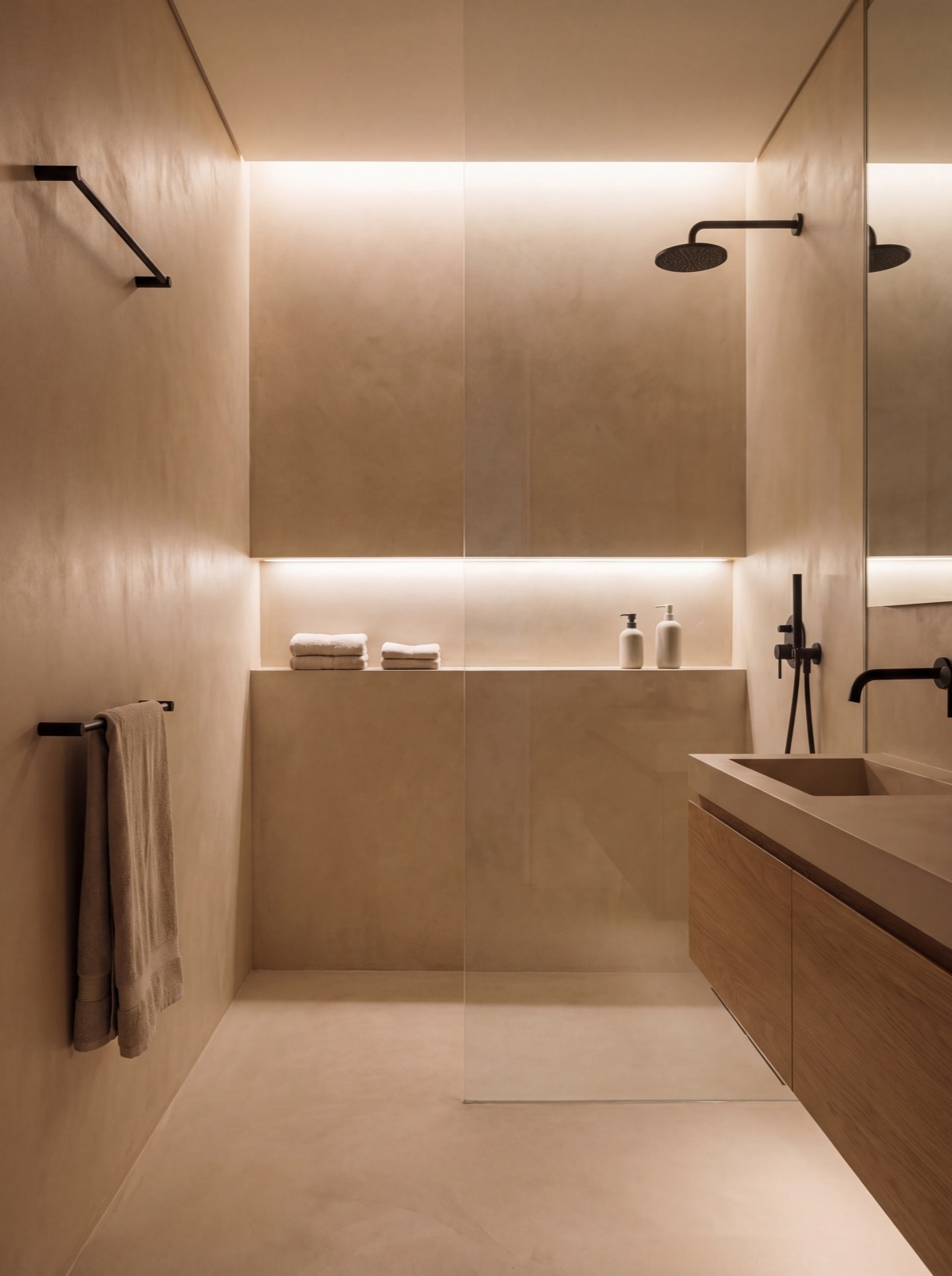 Salle de bain en microciment à Espinho